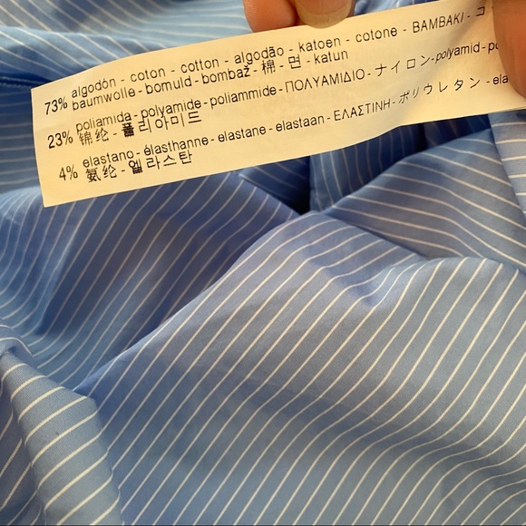 Zara Woman Off Shoulder Pinstripe Embroidered Floral Dress Tunic Medium Blue Red - Picture 13 of 14